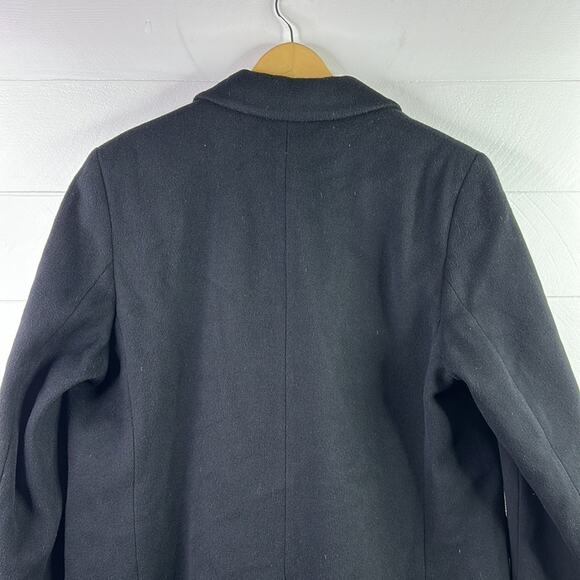 JOHN WEITZ Black Single Breasted Wool Button Up Pea Coat Jacket Size 16 - Picture 3 of 9